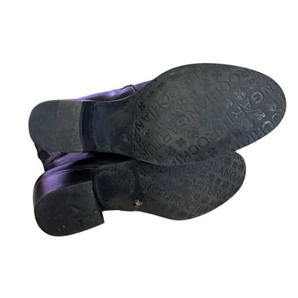 Arturo Chiang Black Riding Boots Knee High Buckle Strap Leather Women’s 7,5 - Picture 8 of 11